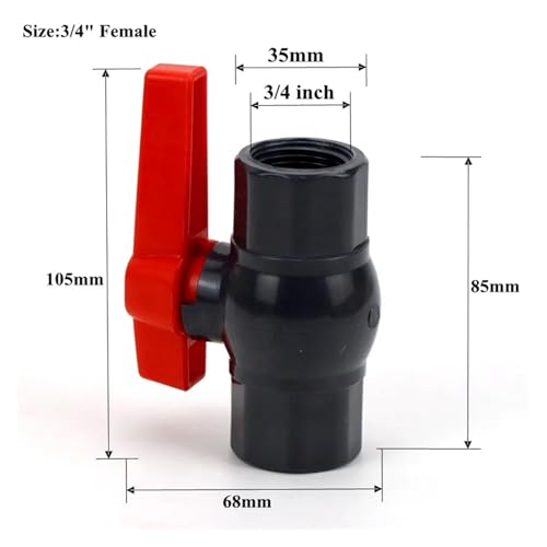 Válvula de bola de PVC de 3/4 pulgada con rosca hembra para tuberías de agua 3