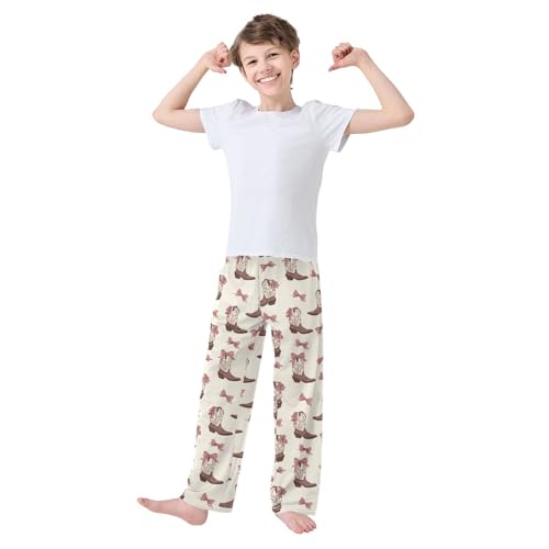 Pajama Bottoms, Pajamas Long Pant Cowgirl Bows Cowboy Boots Lounge Wear Casual Sleep Pants Soft Pjs Sleepwear3