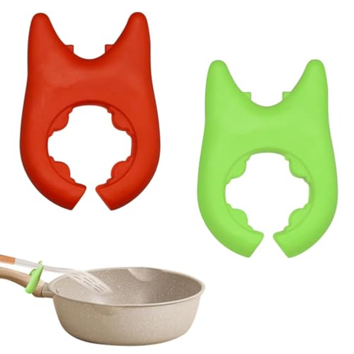 2Pcs kochlöffelhalter, kochlöffel ablage, Löffel Topf Pfanne Halter Spatel Klammer Clips, Hitzebeständigkeit Anti-Rutsch-Silikon Topf Löffel...