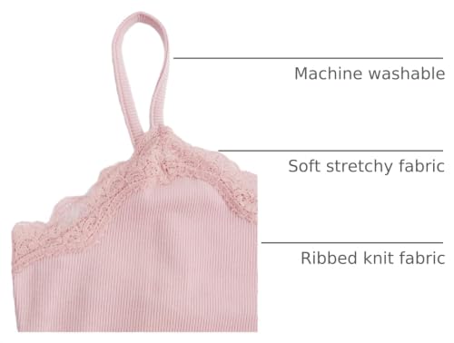 Image of SOLY HUX Girl's Lace Trim Camisoles Ribbed Spaghetti Strap Crop Tank Tops