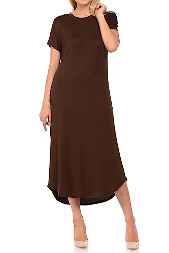 Image of iconic luxe Women's A Line Short Sleeve T Shirt Midi Dress Summer Casual