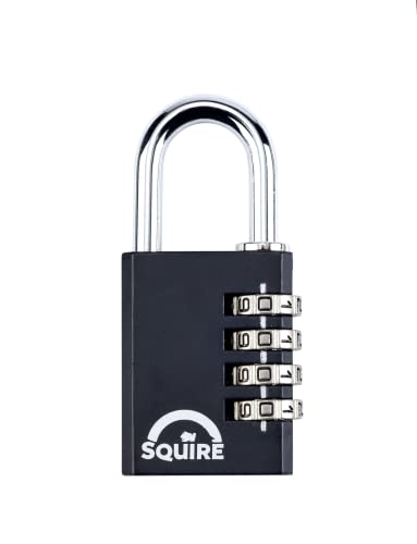 Squire Combination Small Padlock (Locker Lock Combi 40) - Tough Steel Shackle - 4 Wheel Combination Padlock – Travel Lock for Home, Shed Lock, Garage Lock, Gym Locker & Luggage (Black, 40 mm)
