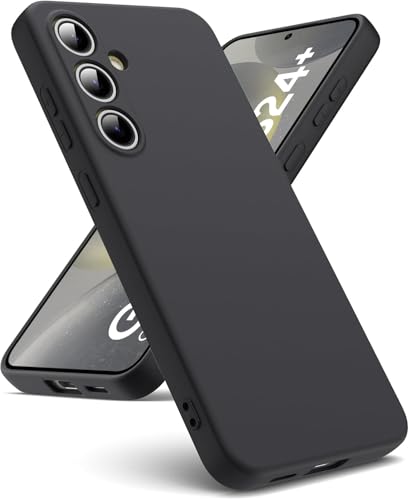 Image of DIZORO Microfiber Candy Case Compatible For Samsung S24 Plus Smooth Touch Cushion Liquid Soft Silicone Gel Rubber Phone Cases Non-Slip Full Body Protective Shockproof Back Cover,Black