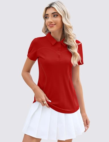 Image of TFSDOD Womens Golf Polo Shirts Collared Short Sleeve T Shirt Lightweight Moisture Wicking Polo Casual 3 Buttons Outfits