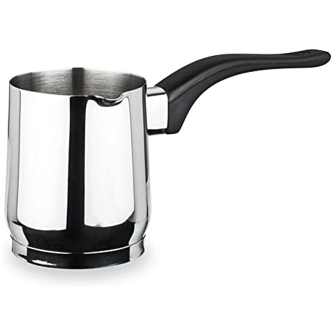 NAVA Acer Turkish Coffee Pot, Modern Cezve Briki Stainless Steel Stovetop Coffee Maker, Ergonomic Heat Resistant Handle, Milk Pot and Coffee Warmer, 660ml Cover