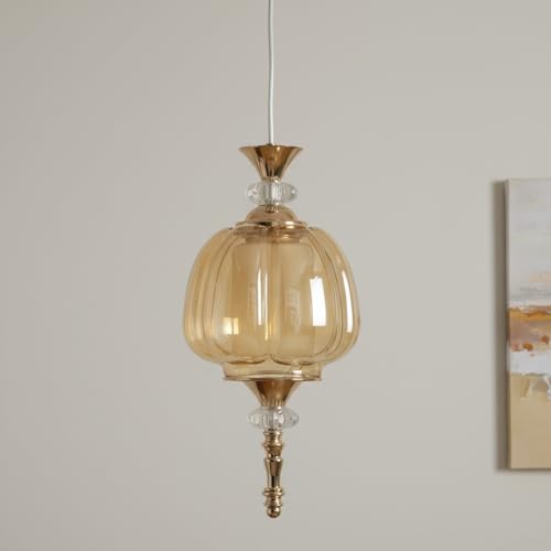 Image of ELIANTE Modern Glass Hanging Light for Living Room & Dining Area | Metal Ceiling Lamp with Elegant Glass Shade | 3 Years Warranty | Free Bulb (Belluno)