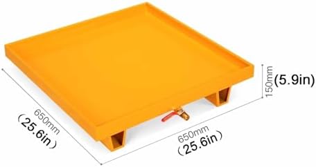 Industrial Spill Containment Pallet Drum Containment Spill Pallet - Metal Oil Drum Storage Platform with Large Modular Spill Containment, Mobile Leak Proof Tray with Drai，Yellowa 25.6x25.6x5.9in