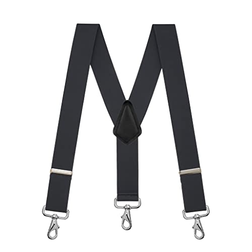 Suspender Store Classic Suspenders - 2-Inch Wide Elastic - Y-Back - Trigger Snap - 54" for 6'1" to 6'5" tall - Black