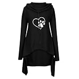 WZMYDBD Sweatjacke Damen Lang Hundepfoten Druck Hoodie Vintage Y2k Sweatshirt mit Kapuze Halloween Mode Outfits Lustiger Harajuku Kapuzenpullover Freizeit Fashion Streetwear Locker Langarm Tops