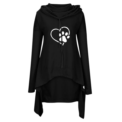 WZMYDBD Sweatjacke Damen Lang Hundepfoten Druck Hoodie Vintage Y2k Sweatshirt mit Kapuze Halloween Mode Outfits Lustiger Harajuku Kapuzenpullover Freizeit Fashion Streetwear Locker Langarm Tops