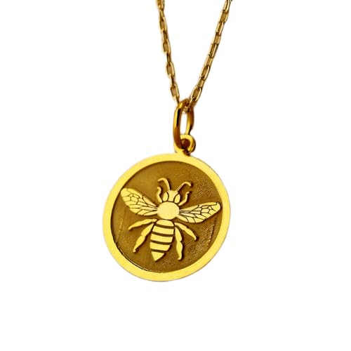Collier pendentif abeille 24 mm LKBEADS en argent plaqué or et sa chaîne 45,7 cm