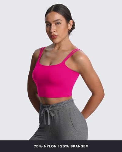 Image of Aoxjox Women's Workout Sports Bras Fitness Padded Backless Yoga Crop Tank Top Twist Back Cami