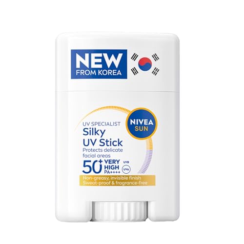 NIVEA SUN - Stick Solaire Visage FPS50+ Silky Touch - Application Ciblée - Résiste à la Transpiration - Fini Soyeux, Invisible & Non-Collant - Format Nomade - Tous Types de Peaux - 15 g