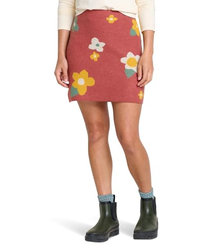 Toad&Co Womens Merino Heartfelt Sweater Skirt Sundown Flowers Skirt, Large