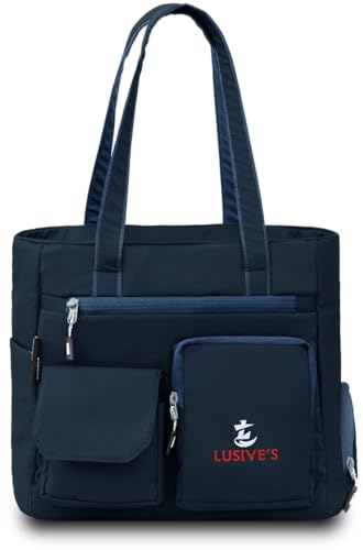 Image of Lusive's Double Pocket Handbag for Women: Stylish, Ideal Companion for Work, Travel, Polyester Material, Spacious 10-liter Capacity, 6 Pockets. (Black & Grey)