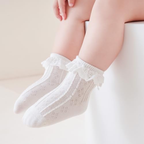 Zumou Toddler Lace Socks Girls Ruffle Eyelet Frilly Princess for Baby Little Kids2