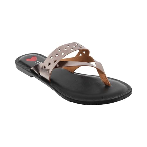 Image of Metro Women's Gold Faux Leather Slip-On Fashion Sandals