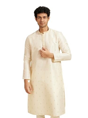 Image of DIWAS BY MANYAVAR Men's Art Silk Thread Embroidered Sequined Kurta (1pc)