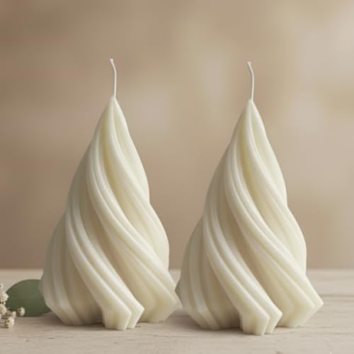 2 Stück Weihnachtsbaum - Tannenbaum Kerzen - Swirl Kerzen - Handmade...