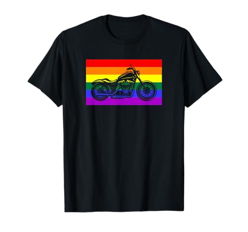 Motorrad Biker Gay Pride Flagge Regenbogen LGBTQ Queer T-Shirt