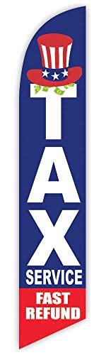 Tax Service Fast Refund (Blue) Advertising Feather Flag 12ft -- Replacement Flag Only (without Poleset)