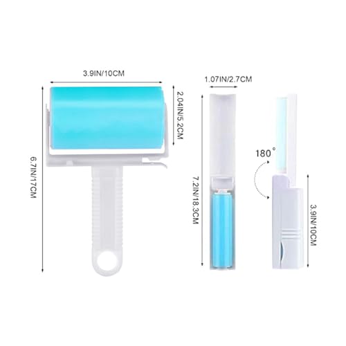 Voarge Fusselrolle Wiederverwendbarer, 6er Set Wiederverwendbare Fussel und Tierhaarrolle in 2 Größen, Abwaschbare Fusselrolle, Fussel entfernen Rollen Zubehör, Blau