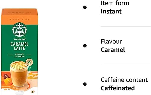 Starbucks Caramel Latte Premium Instant Coffee, 5 Sachets, (Pack of 6, Total 30 Sachets)