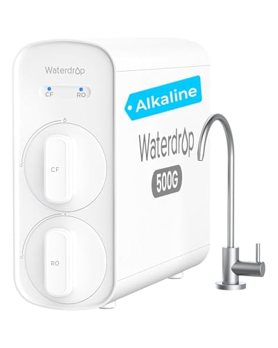 Waterdrop G5P500A Filtro de Agua por Ósmosis Inversa con pH+ Alcalino Mineral, Certificado NSF/ANSI 372, Sistema de Ósmosis Inversa de 8 Etapas, 500G, Relación de Pureza 2:1, Reduce TDS, Libre de BPA