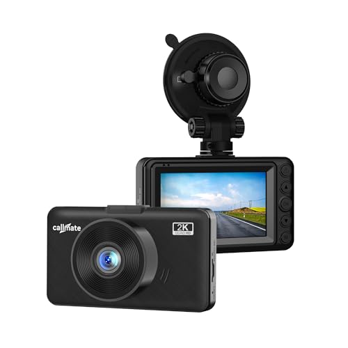 Image of Callmate 2k Car Dashboard Camera, 3 Inch Display with Loop Recording (G-Sensor & Motion Detection) with Easy Installation & Secure Ride (Black, Suction Lock)