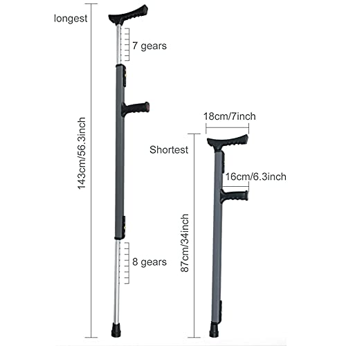 Muletas Ergonómicas para Las Axilas, Bastón/Bastón De Aluminio De Altura Ajustable para Adultos Y Niños con Alturas De 150-190 Cm, Azul/Gris/Naranja