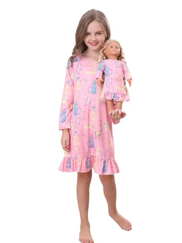 Bow Dream Toddler Girls Casual Dress Cute Cat Kids Clothes Animal Pattern Long Sleeve Dress