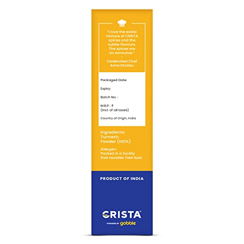 Image of CRISTA 500 gms Turmeric Powder | Pure Turmeric | Ground in-house | Zero added Colours, Fillers, Additives & Preservatives | Natural