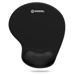 Soqool Mouse Pad, Ergonomic Mouse Pad with Comfortable Gel Wrist Rest Support and Non-Slip PU Base for Easy Typing Pain Relief, Durable and Washable, Classic Black