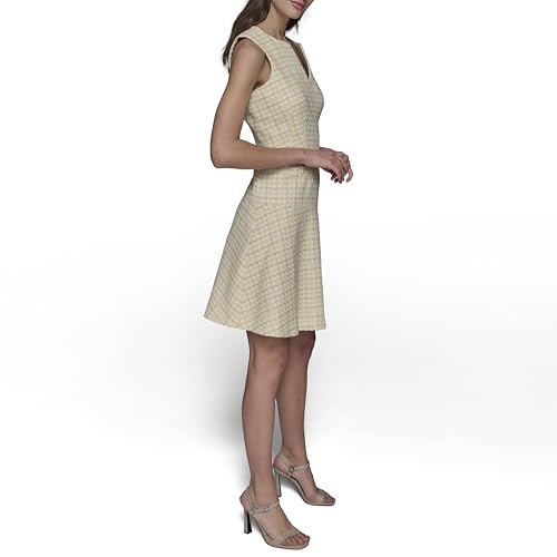 Image of Karl Lagerfeld Women's Tweed Printed High Scoop Neck Aline Dress