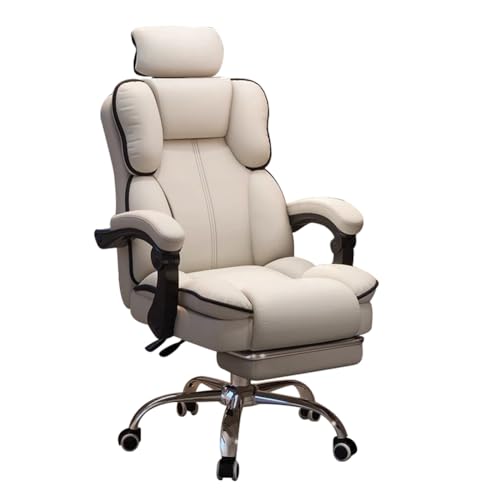 ゲーミングチェア オットマン付き 椅子 pcチェア ヘッドレスト付き 140&deg;リクライニング げーみんくチェア デスクチェア ハイバック ヘッ gaming chair PUレザー 防水・防汚・通気性 高さ調節可能 蒸れない座面 (ホワイト)