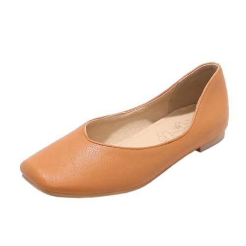 DINTAHA Square Toe Flats Closed Toe Ballet Flats Dressy Casual Slip On Ballerina Shoes