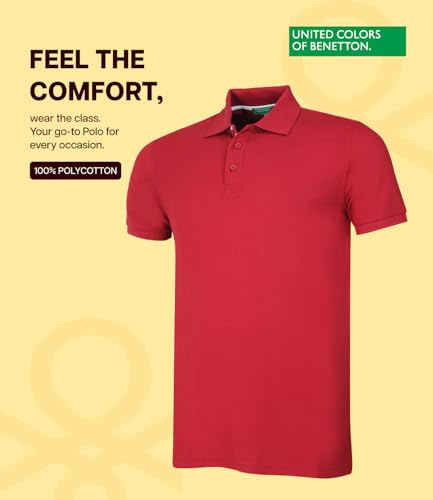 Image of United Colors of Benetton Shirt for Men | Tees for Man | Half Sleeves Plain Stylish Regular Fit Polo | Collar Tshirt | T-Shirt | Stylish Mens Tshirt