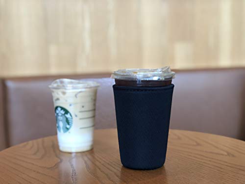 Image of 3 Pack Reusable Iced Coffee Sleeves - Xumbtvs Insulator Sleeve for Cold Beverages, Neoprene Coffee Cup Holder (Black)