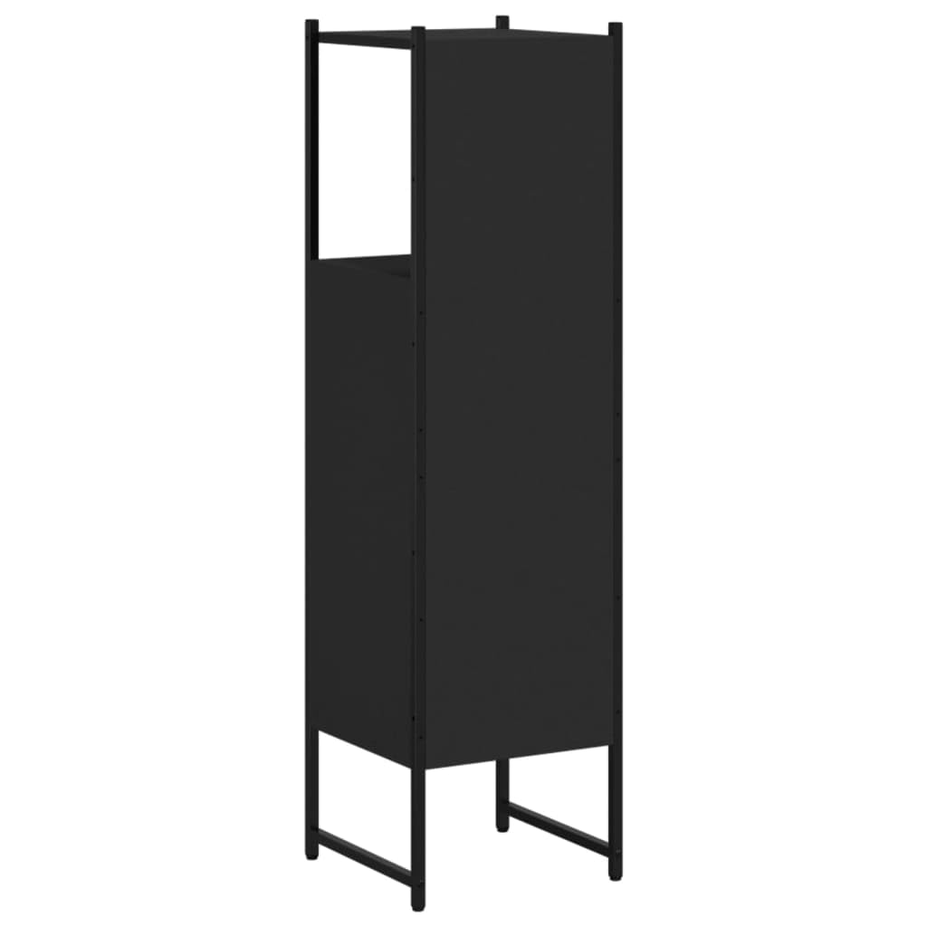 Homgoday Meuble de salle de bain noir 33 x 33 x 120,5 cm en bois multicouche, mobilier de bureau, meuble de rangement étagères, peu encombrant, armoire de rangement