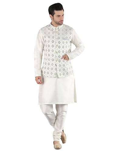 Image of Uri and MacKenzie Men's Silk Blend Kurta Pajama with Designer Ethnic Nehru Jacket /Modi Jacket