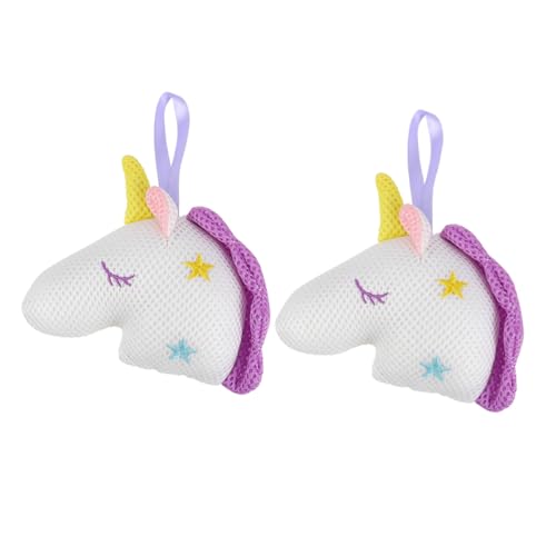 BEBEMOKO 2個 独角獣形状バスボール シャワースポンジ 高密メッシュで豊かな泡立ち 環境に優しい素材使用 肌にやさしい 用バスアクセサリー