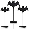 3 Pieces Halloween Wood Table Decor Fall Tall Standing Wooden Table Centerpiece Bat Pumpkin Wooden Table Topper Sign for Halloween Party Favor Home Room Decor (Bat)