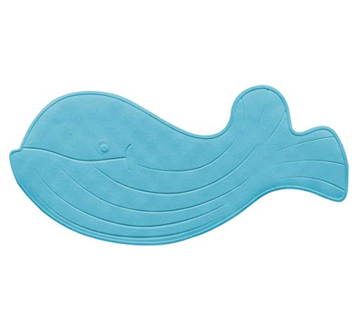 Tappetino da bagno per bambini, antiscivolo, in gomma, inodore, antibatterico, resistente alla muffa, lavabile in lavatrice, motivo balena (blu)