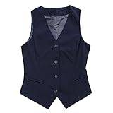 Stil:mode,fashion. CYSTYLE Damen Weste Kellnerweste Anzugweste Business Freizeit Weste mit 4 Knöpfe (Blau, 38)