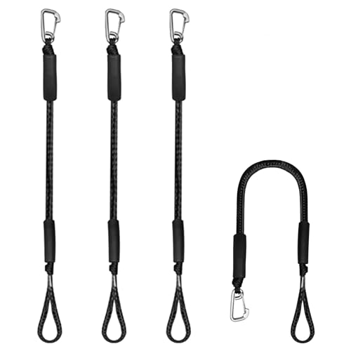 4PCS Bungee Dock Lines, 2FT Bungee Boat Lines with 316 Stainless Clip Mooring Rope for Docking, Kayak, Watercraft, Sea-Doo, Jet Ski, Pontoon, Canoe, Power Boat