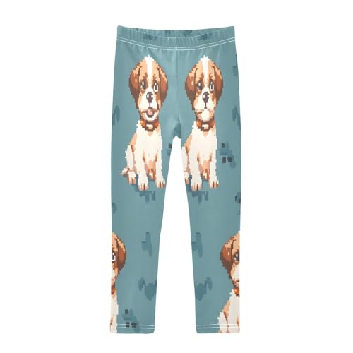 Toddler Girls Leggings Printed Yoga Pants Leggings Brown White Puppy for Kids