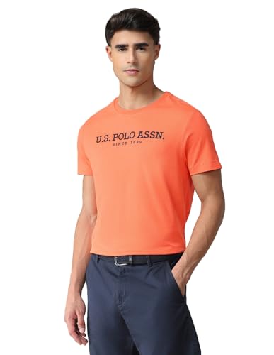 Image of U.S. Polo ASSN. Knitted Slim Fit Cotton T-Shirts for Men - Breathable & Comfortable, Half Sleeves Mens Casual T Shirts