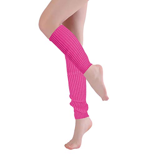 Neon Leg Warmers Set for 80s Women girls Costume Accessories with Headband Wristbands (Hot Pink 1, One size)