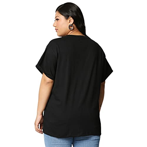 Image of Bewakoof Women Cotton Solid Loose Fit T-Shirt