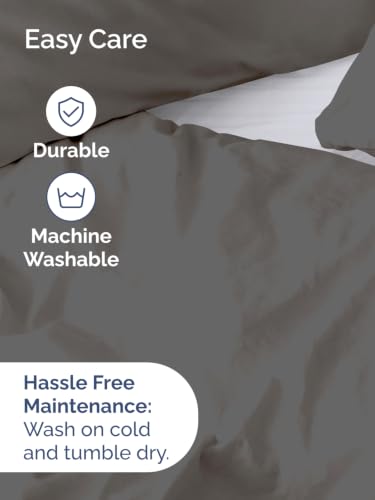 Image of Duvet Cover Super Queen Size - 3 Piece with Zipper Closure - Charcoal